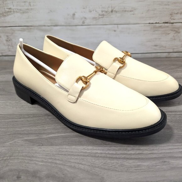 Lisa Vicky Zany Bit Loafer Leather Flats in Natural Nappa 9.5M NEW - Picture 1 of 10